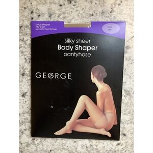 George Silky Sheer Shaper Body Shaper Sandlefoot Panty Hose 4858 Nude Plus NEW